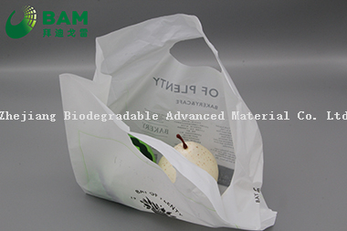 Sustainable Packing Biodegradable Tie Handle Custom Color Plastic Supermarket Shopping T-Shirt Bags for Vegetables Fruit Eco Friendly Plastic Garment Bags